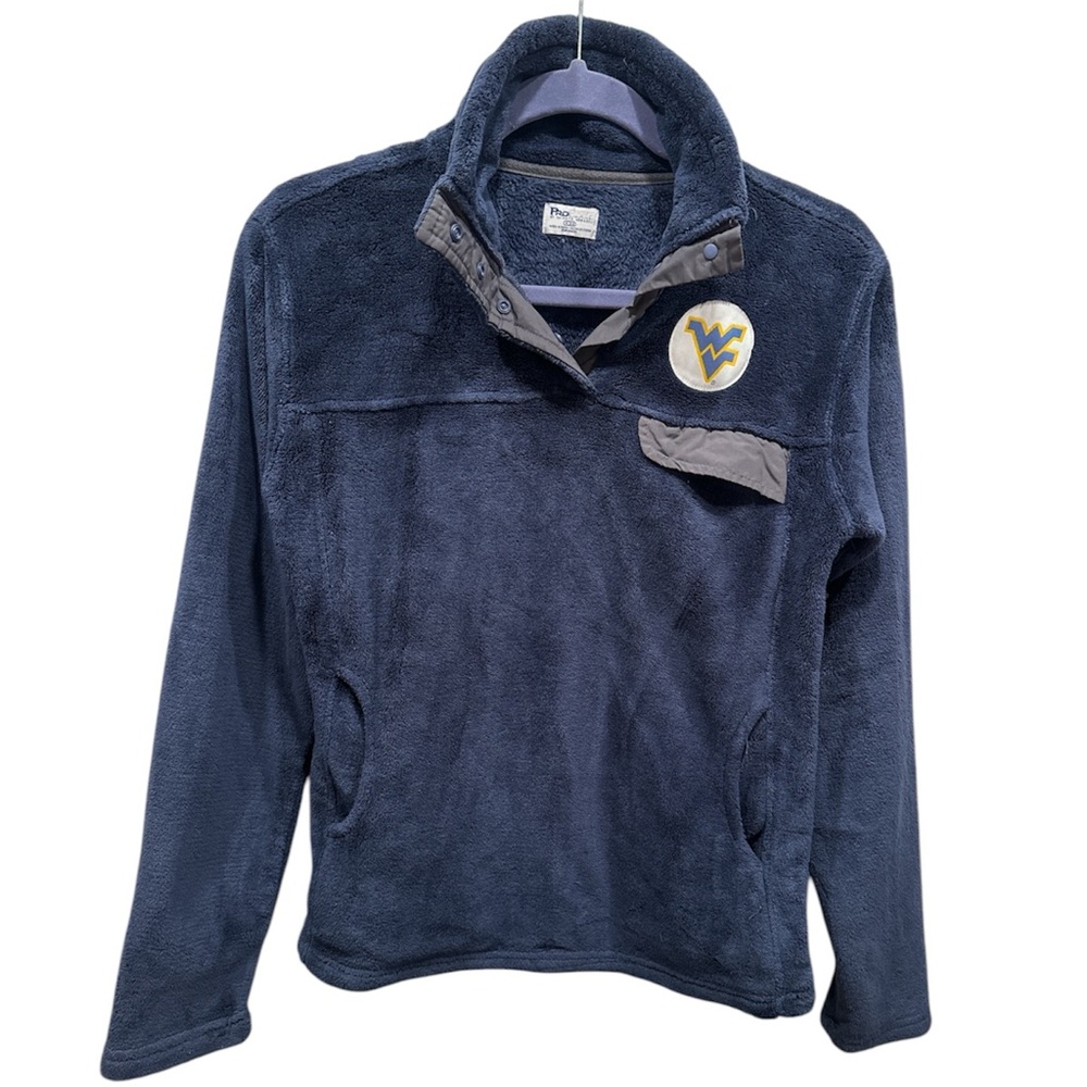 West Virginia Mountaineers WVU Navy 1/4 Snap Button Pullover Size Small Pockets